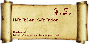 Hübler Sándor névjegykártya